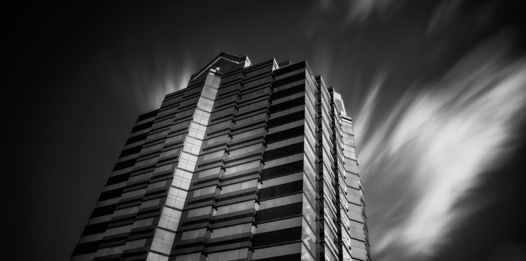 long exposure black and white photography of building